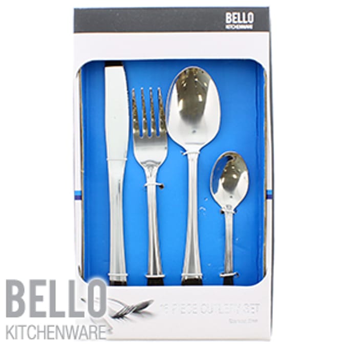 Bello Kitchenware 16 Piece Cutlery Set knives forks spoons kitchen dining Home Bargains