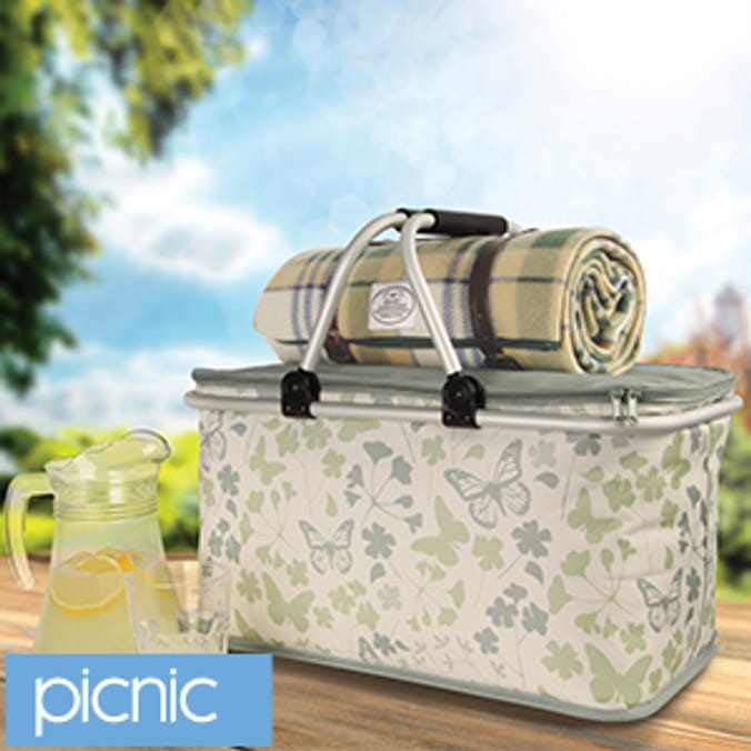 Botanical Garden Folding Picnic Basket summer food storage Home Bargains