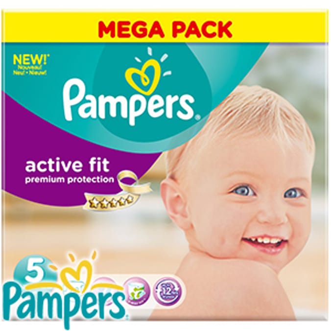 Pampers Active Fit Size 5 Nappies (Case of 60) nappy diaper changing