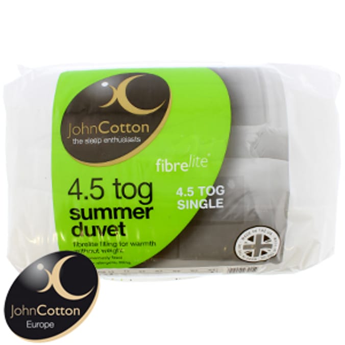 John Cotton 4.5 Tog Summer Duvet: Single