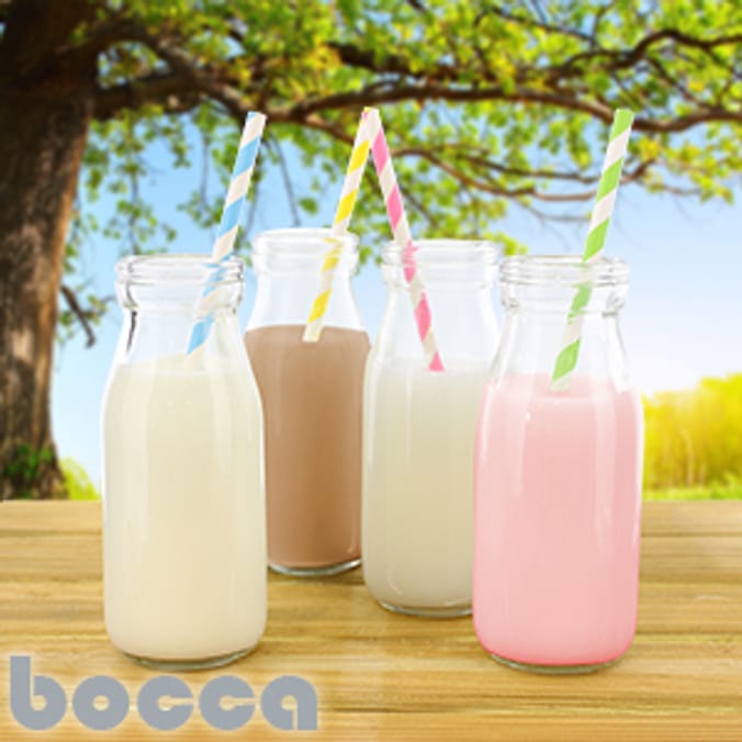 Bocca 4 Milk Bottles With Straws (case of 12) parties party cocktail