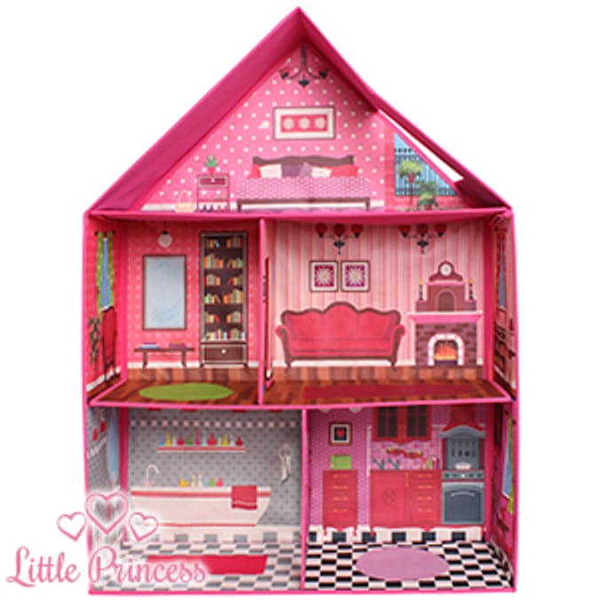 Pop up Fabric Dolls House toy pink playroom doll children fashion