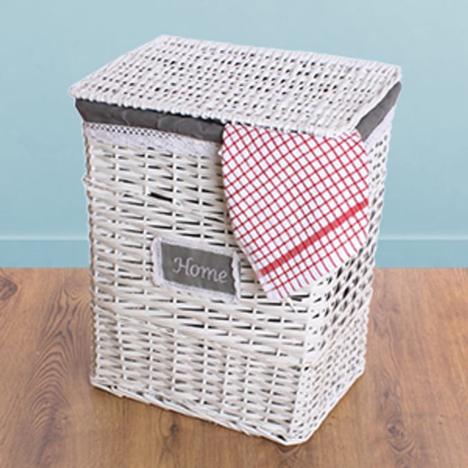 White & Slate Willow Laundry Baskets (Set of 3) trunk tub wash dirty clothes storage white