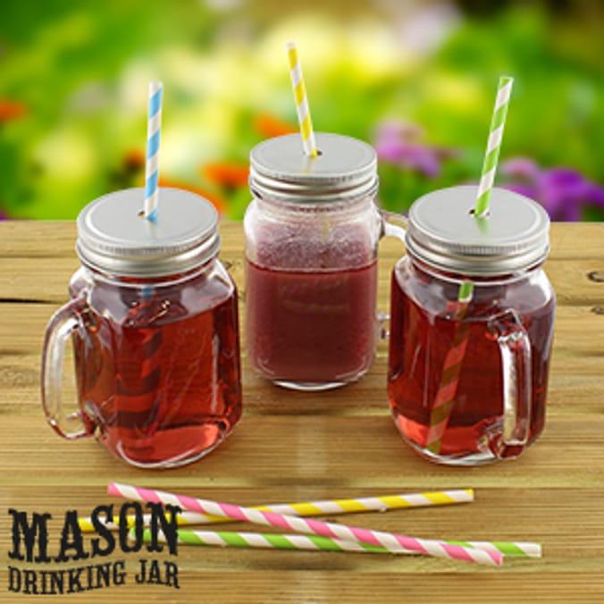 Mason Glass Drinking Jar with Straw (Case of 24) bbq barbecue jam