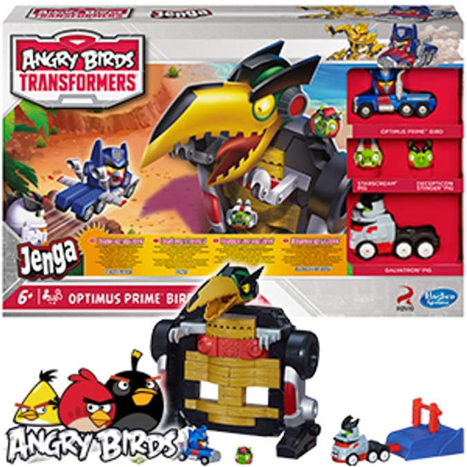 Angry Birds Transformers Jenga  Optimus Prime Bird Attack Game Playset