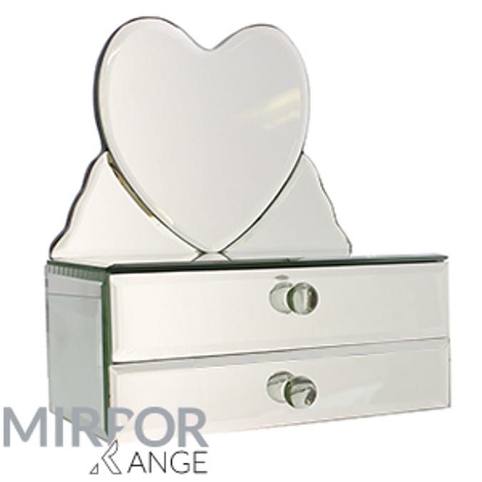 Heart Mirror Jewellery Box make up gift vanity mirror Home Bargains