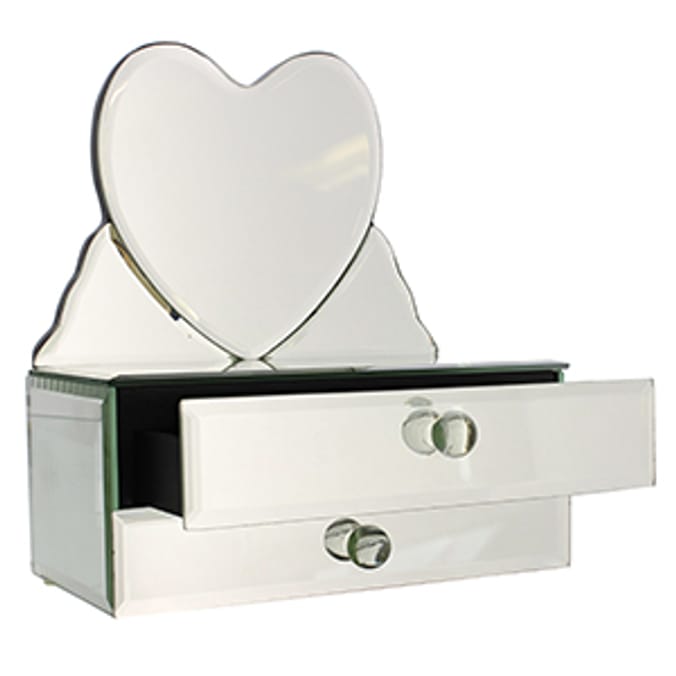 Heart Mirror Jewellery Box make up gift vanity mirror Home Bargains