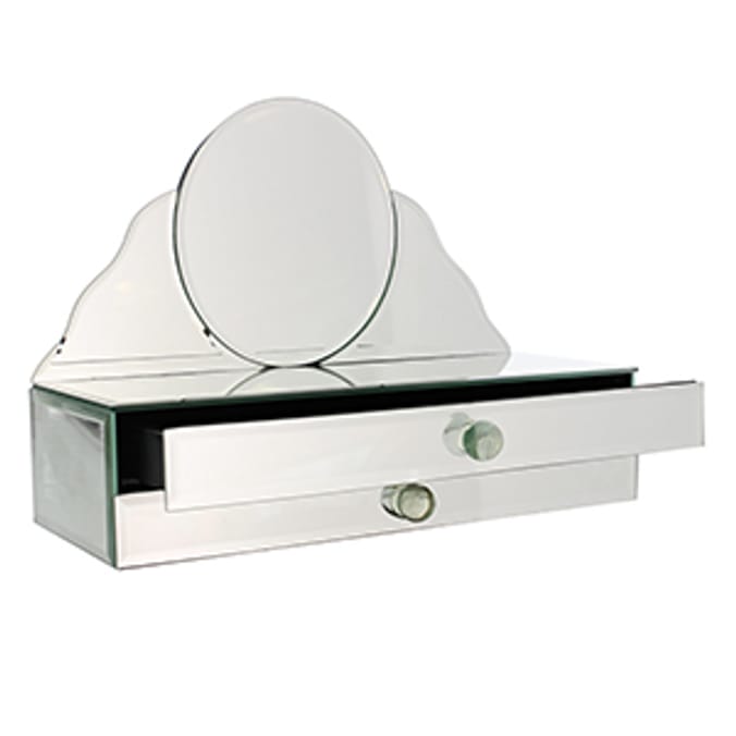 Round Mirror Jewellery Box make up gift vanity mirror Home Bargains