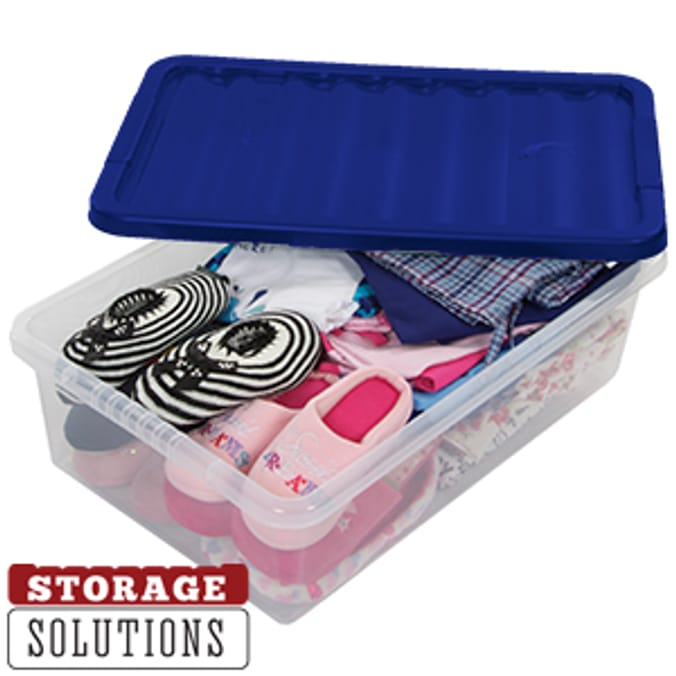 3 x 32 Litre Underbed Storage Platinum Boxes: Navy