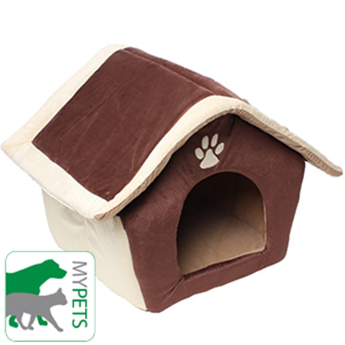 Folding Pet House Mocha memory foam soft portable transportable cat dog thermal fleece soft Home Bargains