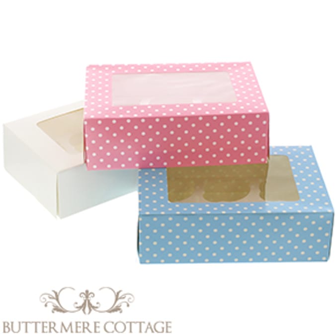 Buttermere Cottage Polka Dot Cupcake Boxes (72 x Medium Boxes) pink