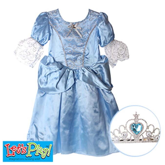 Let s Play Princess Dress Up Outfit with Tiara cinderella fancy dress gown ball disney Home Bargains