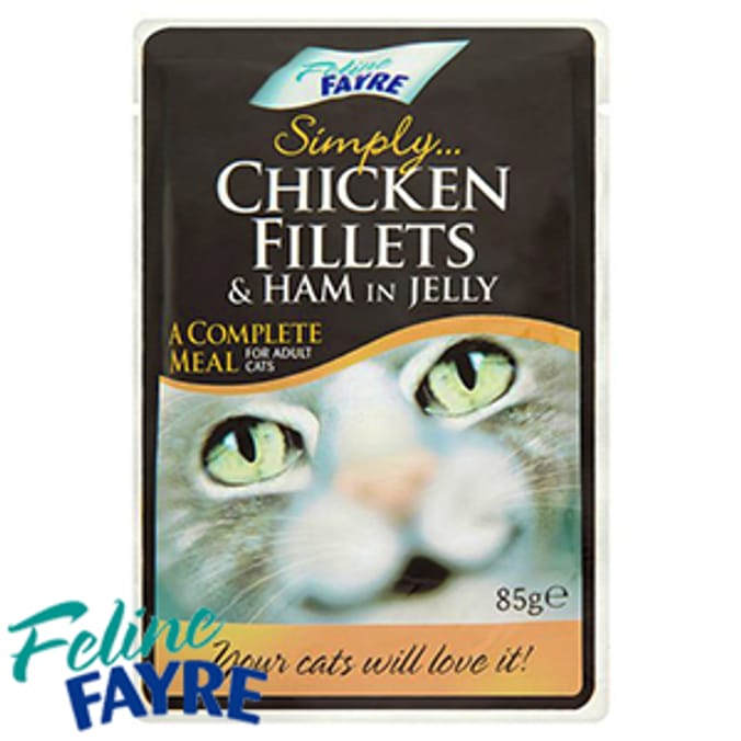 Feline Fayre: Chicken Fillets & Ham in Jelly (20 x 85g Pouches)