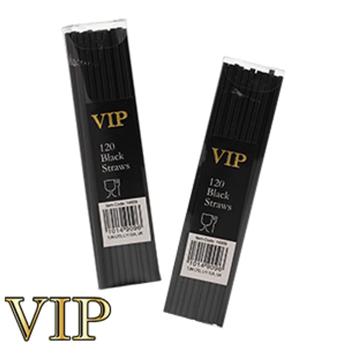 VIP Slim Black Cocktail Straws (24 x 120 Straws) Home Bargains