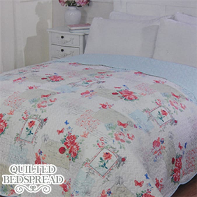 Bonnie Vintage Quilted Bedspread bedlinen bedding throw floral Home