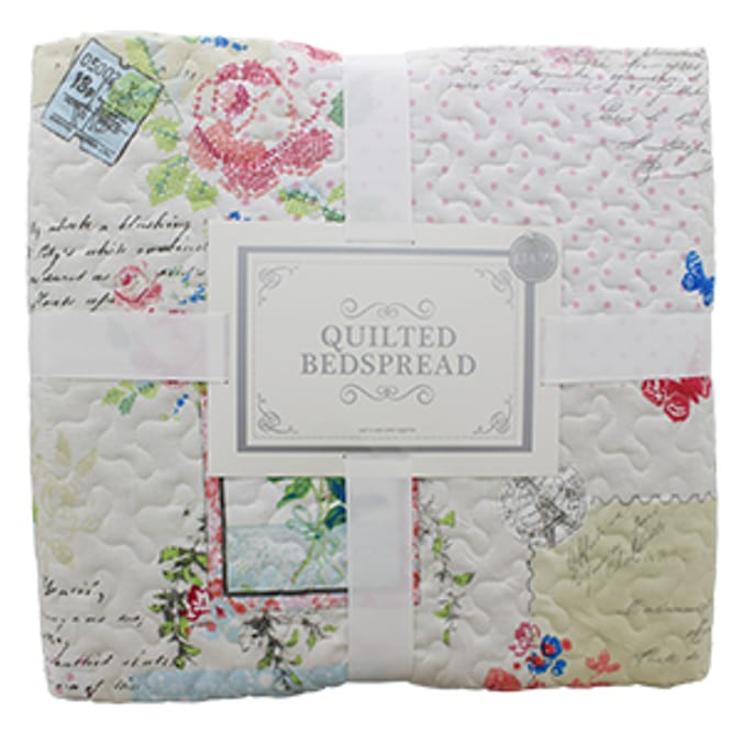 Bonnie Vintage Quilted Bedspread bedlinen bedding throw floral Home