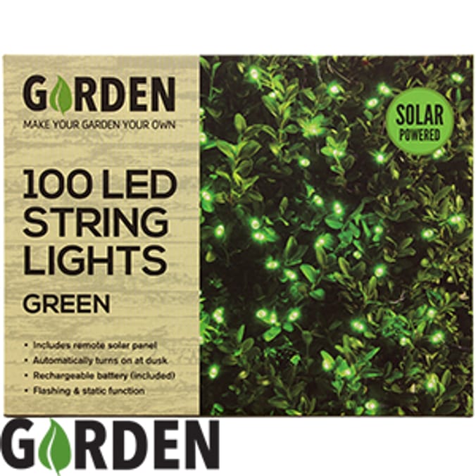 Firefly 100 LED Solar Power String Lights (Green) fairy lights outdoor