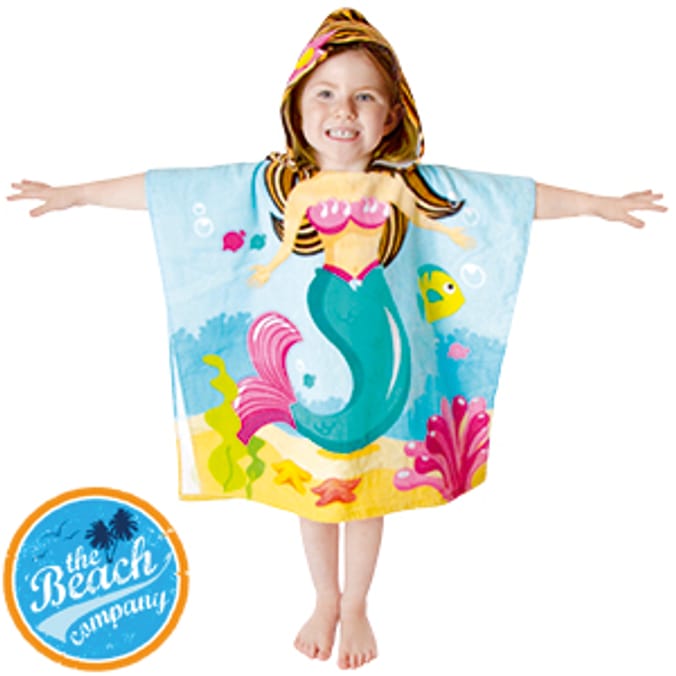 The Beach Company Mermaid Hooded Poncho, beach towels Home Bargains