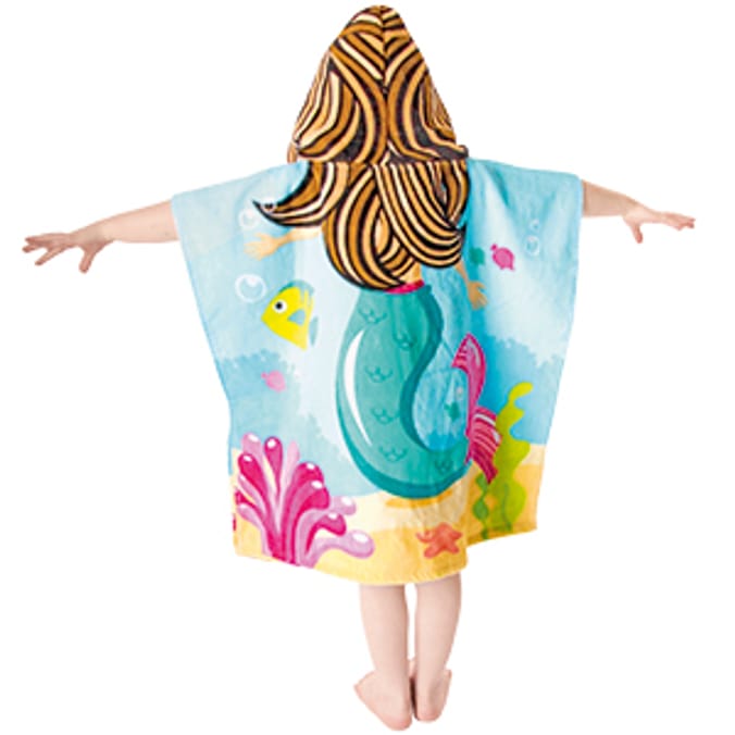 The Beach Company Mermaid Hooded Poncho, beach towels Home Bargains