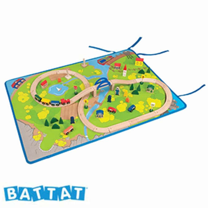 All Aboard RollOut Play Mat village cars trains set mat colourful play nursery room