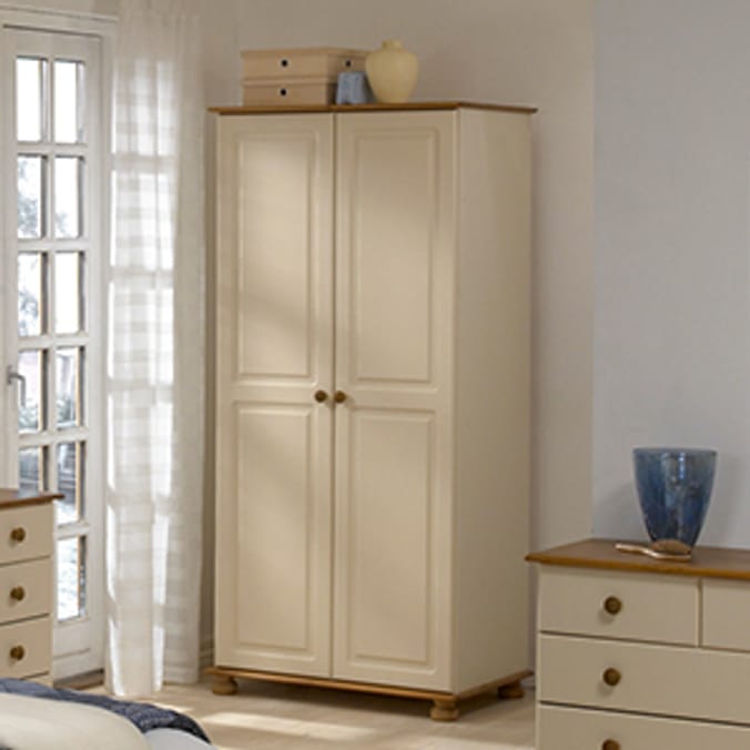 Richmond Cream & Pine 2 Door Robe Home Bargains