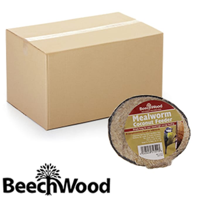 Beechwood Mealworm Coconut Feeder (Case of 25) wild bird food seed