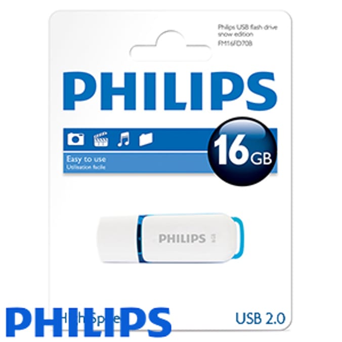 Philips 16GB USB Memory Stick 2.0 Snow Edition flash drive storage