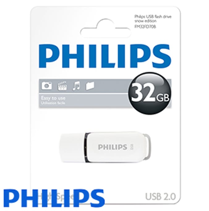 Philips 32GB USB Memory Stick 2.0 Snow Edition flash drive storage