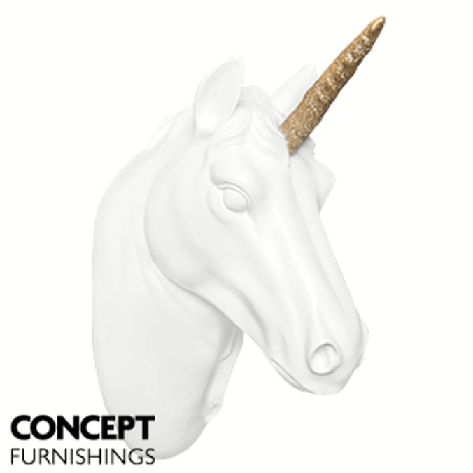 Unicorn Head Wall Mount: Gold