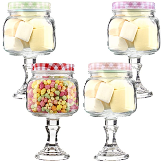 Blooming Beautiful Glass Sweet Jar on Stand (Case of 12) glass sweet jar trinket pick and mix