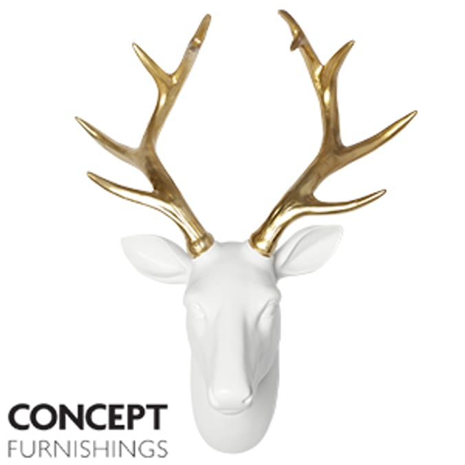 Stag Head Wall Mount (Gold / White) design interior home furnishings