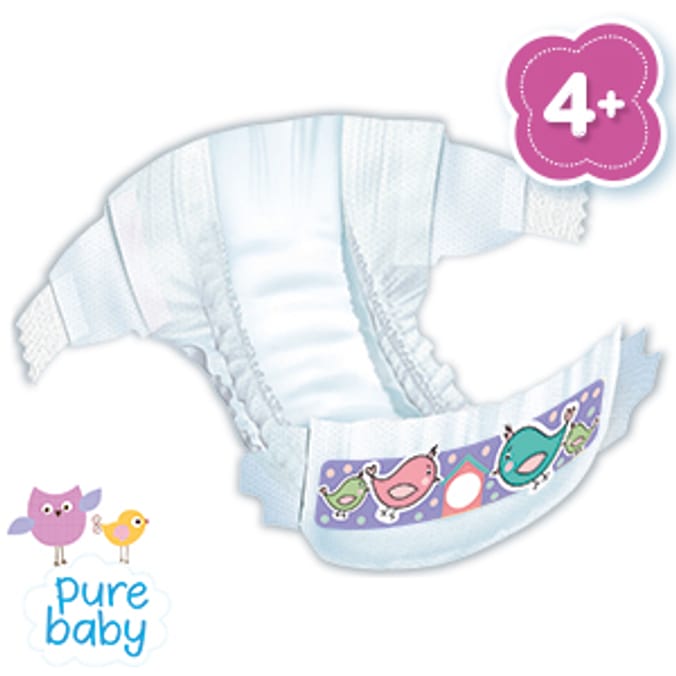 Pure Baby Size 4+ Nappies (Case of 264)