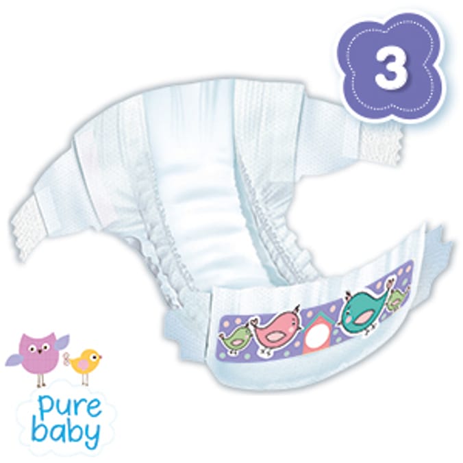 Pure Baby Size 3 Nappies (Case of 336) baby child caring diaper nursery