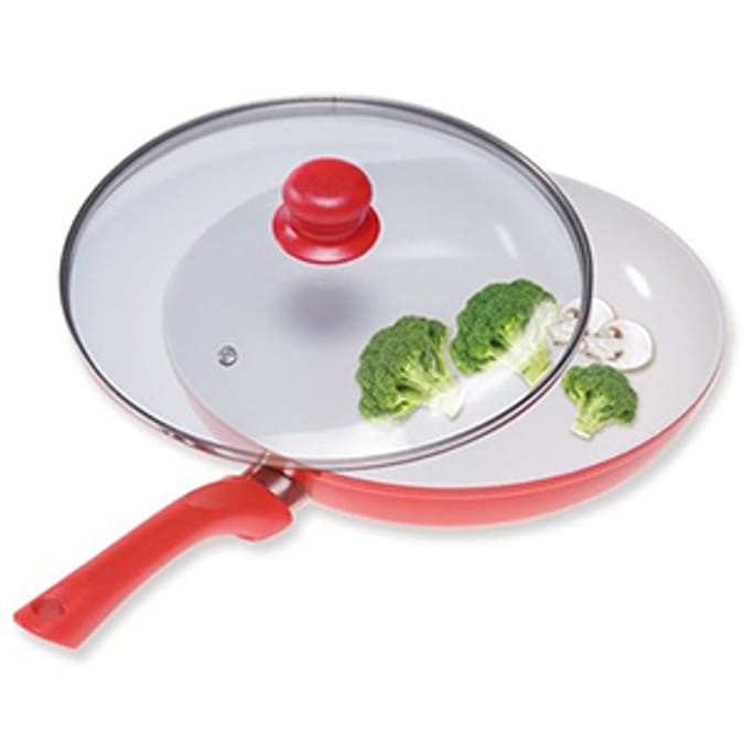 Ceramicore 24cm Frying Pan with Lid non stick kitchen tool utensil appliance Home Bargains