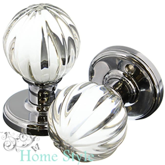 Home Style Glass Ridged Door Knobs Extra Large (Set of 2) Home Bargains