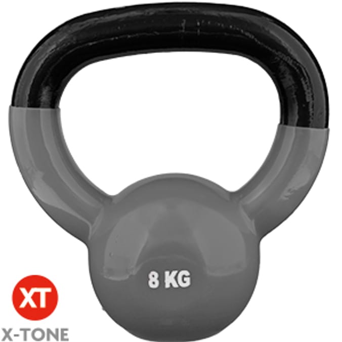 X Tone Fitness 8kg Kettle Bell Grey gym equipment healthy fit home workout Home Bargains