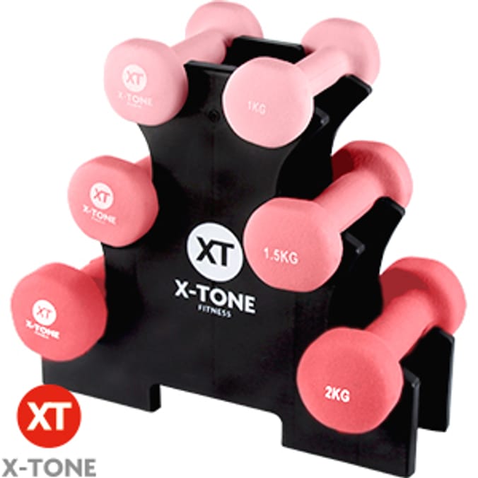 X-Tone Fitness Dumbbell Set (Coral Pink) home workout gym weight loss keep  fit weight