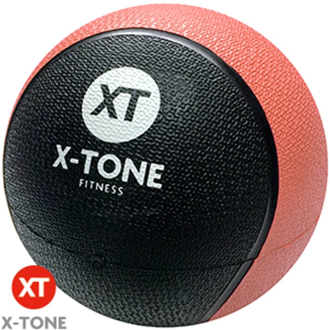 X Tone Fitness 2kg Medicine Ball Coral Pink gym equipment healthy fit home workout Home Bargains