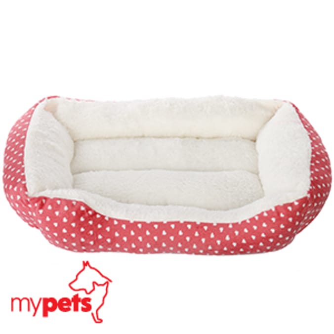 Luxury Plush Pet Bed Pink Hearts Home Bargains