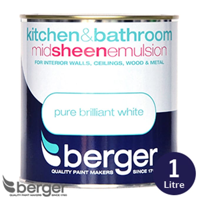 Berger Mid-Sheen Emulsion Pure Brilliant White 1L (K&B)