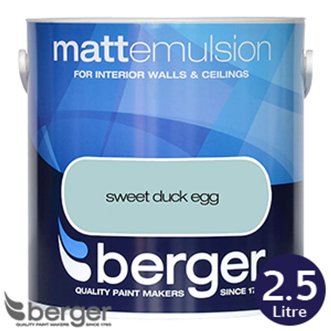 Berger Matt Emulsion Sweet Duck Egg 2.5L pale blue paint, paints, wall paints, burger paints