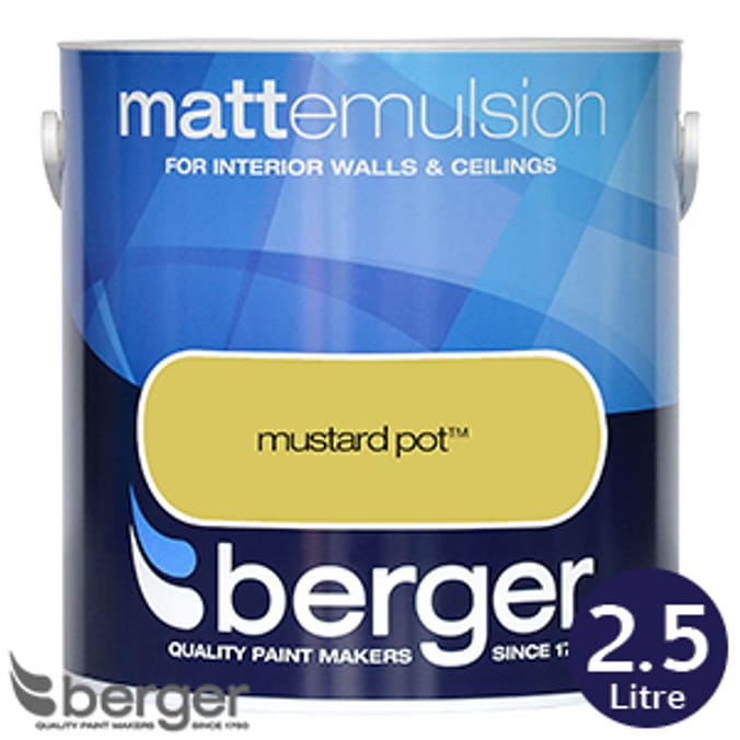 Berger Matt Emulsion Mustard Pot 2.5L litre decorate homeware paint