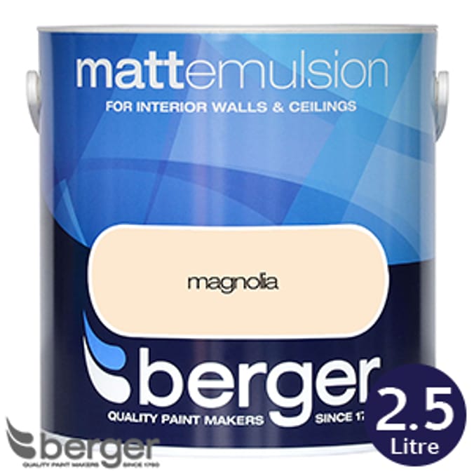 Berger Matt Emulsion Magnolia 2.5L litre decorate homeware paint paint