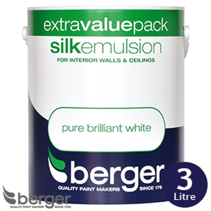 Berger Silk Emulsion Brilliant White 3L paint emulsion diy wall Home