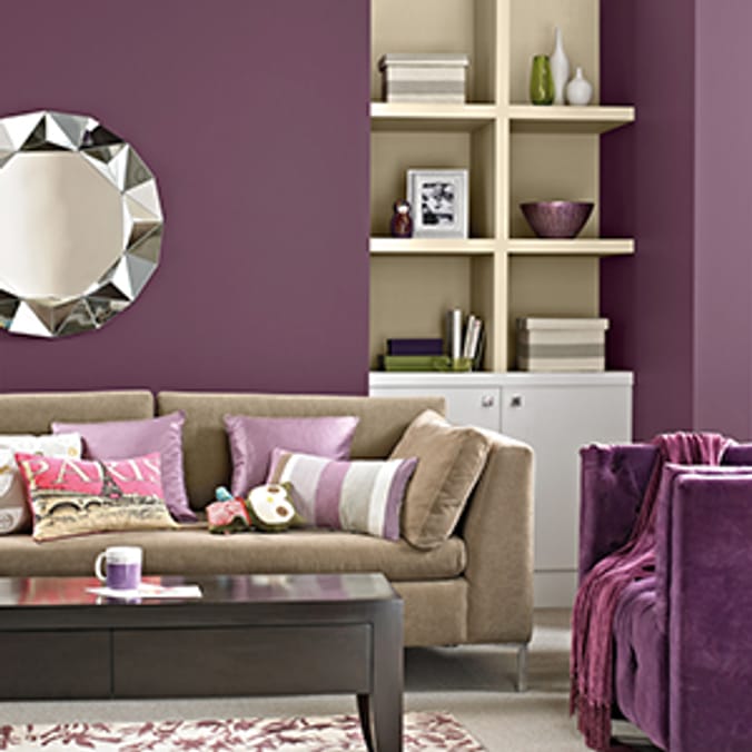 Berger Silk Emulsion Berry Boost 2.5L paint emulsion purple diy feature wall Home Bargains