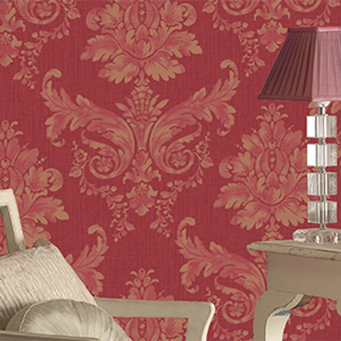 K2 Textured Wallcovering Langley Red Damask home decor, decorate, wall