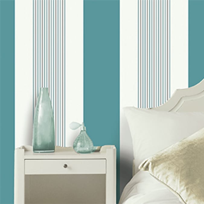K2 Textured Wallcovering Akina Stripe Teal home decor, decorate, wall