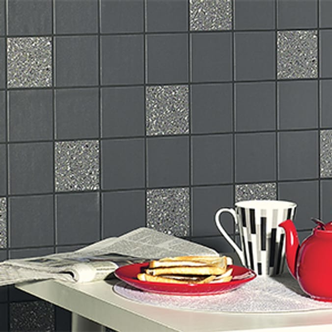 Tiling on a Roll Quartz Black & Silver Glitter Tile home decor