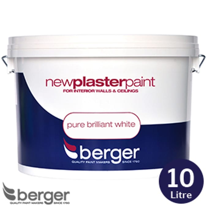 Berger New Plaster Paint Pure Brilliant White 10L Home Bargains