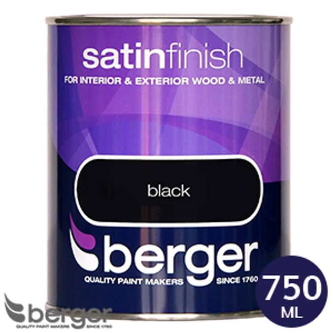 Berger Satin Finish Black 750ml Home Bargains